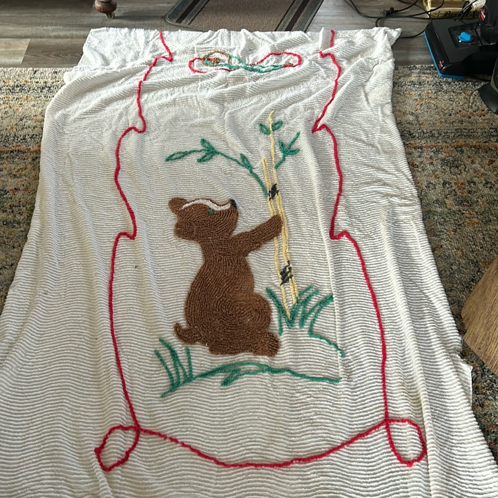 Antique chenille child’s twin bedspread